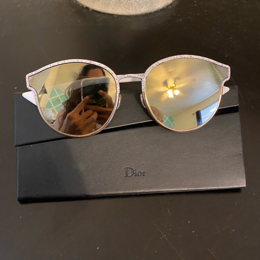 Christian Dior Symmetric gold and white sunglasses